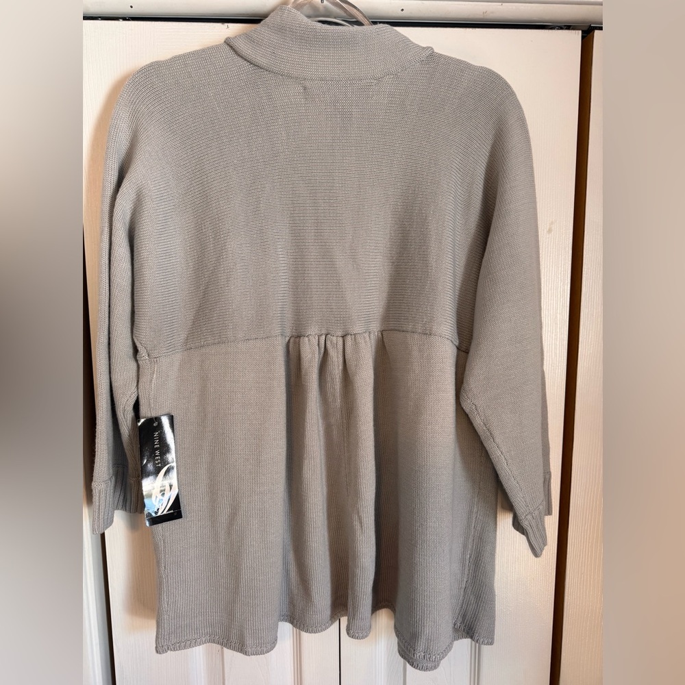 Nine West Light Gray Open Front Women’s Cardigan Size XL NWTS 3/4 Sleeves - Picture 6 of 9